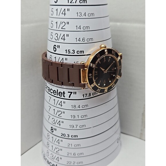 Anne Klein 10 9416 Women Ceramic Bracelet Crystal Bezel Quartz Watch New Battery - Picture 6 of 9